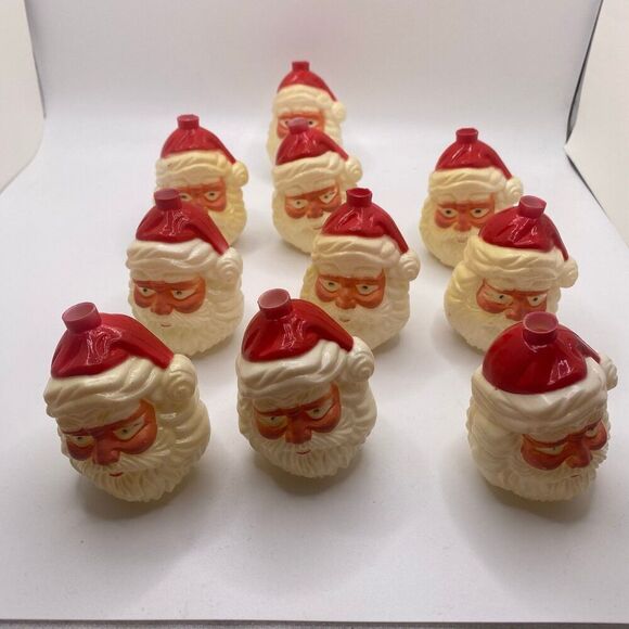 Vintage Santa Claus Blow Mold String Light Covers Set Of 10 Rare Christmas - Picture 1 of 9